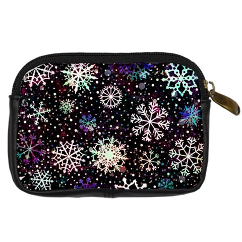 Shiny Winter Snowflake Abstract Christmas Cold Crystal December Digital Camera Leather Case from ArtsNow.com Back