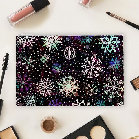 Shiny Winter Snowflake Abstract Christmas Cold Crystal December Cosmetic Bag (Large) from ArtsNow.com Front