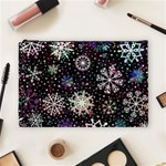 Shiny Winter Snowflake Abstract Christmas Cold Crystal December Cosmetic Bag (Large)