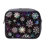 Shiny Winter Snowflake Abstract Christmas Cold Crystal December Mini Toiletries Bag (Two Sides)