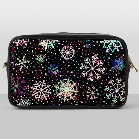 Shiny Winter Snowflake Abstract Christmas Cold Crystal December Toiletries Bag (One Side) from ArtsNow.com Front