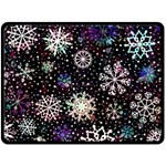 Shiny Winter Snowflake Abstract Christmas Cold Crystal December Fleece Blanket (Large)