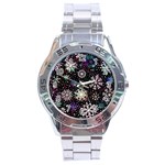 Shiny Winter Snowflake Abstract Christmas Cold Crystal December Stainless Steel Analogue Watch