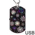 Shiny Winter Snowflake Abstract Christmas Cold Crystal December Dog Tag USB Flash (One Side)