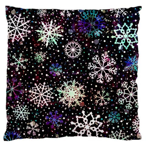 Shiny Winter Snowflake Abstract Christmas Cold Crystal December Large Cushion Case (Two Sides) from ArtsNow.com Back