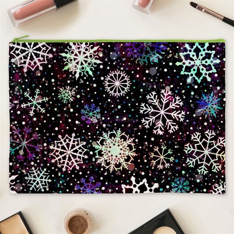 Shiny Winter Snowflake Abstract Christmas Cold Crystal December Cosmetic Bag (XXXL) from ArtsNow.com Front