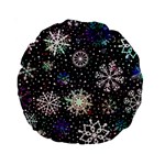 Shiny Winter Snowflake Abstract Christmas Cold Crystal December Standard 15  Premium Round Cushions