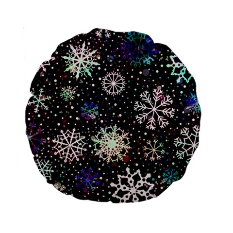 Shiny Winter Snowflake Abstract Christmas Cold Crystal December Standard 15  Premium Round Cushions from ArtsNow.com Back