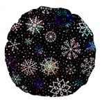 Shiny Winter Snowflake Abstract Christmas Cold Crystal December Large 18  Premium Round Cushions