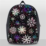 Shiny Winter Snowflake Abstract Christmas Cold Crystal December School Bag (XL)