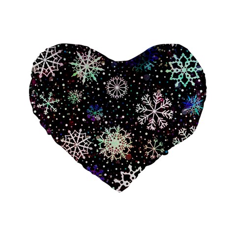 Shiny Winter Snowflake Abstract Christmas Cold Crystal December Standard 16  Premium Heart Shape Cushions from ArtsNow.com Front