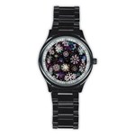 Shiny Winter Snowflake Abstract Christmas Cold Crystal December Stainless Steel Round Watch