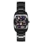 Shiny Winter Snowflake Abstract Christmas Cold Crystal December Stainless Steel Barrel Watch