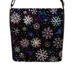 Shiny Winter Snowflake Abstract Christmas Cold Crystal December Flap Closure Messenger Bag (L)