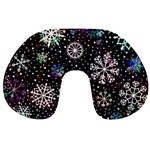 Shiny Winter Snowflake Abstract Christmas Cold Crystal December Travel Neck Pillow