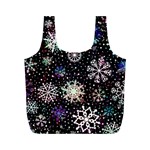 Shiny Winter Snowflake Abstract Christmas Cold Crystal December Full Print Recycle Bag (M)