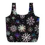 Shiny Winter Snowflake Abstract Christmas Cold Crystal December Full Print Recycle Bag (L)