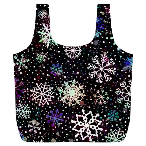 Shiny Winter Snowflake Abstract Christmas Cold Crystal December Full Print Recycle Bag (XL) from ArtsNow.com Back