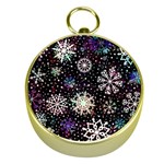 Shiny Winter Snowflake Abstract Christmas Cold Crystal December Gold Compasses