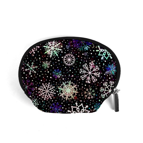 Shiny Winter Snowflake Abstract Christmas Cold Crystal December Accessory Pouch (Small) from ArtsNow.com Front