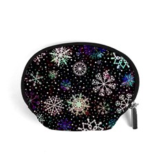 Shiny Winter Snowflake Abstract Christmas Cold Crystal December Accessory Pouch (Small) from ArtsNow.com Front