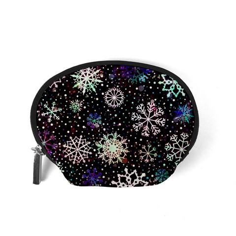 Shiny Winter Snowflake Abstract Christmas Cold Crystal December Accessory Pouch (Small) from ArtsNow.com Back