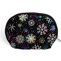 Shiny Winter Snowflake Abstract Christmas Cold Crystal December Accessory Pouch (Medium) from ArtsNow.com Front