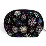 Shiny Winter Snowflake Abstract Christmas Cold Crystal December Accessory Pouch (Medium)