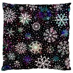 Shiny Winter Snowflake Abstract Christmas Cold Crystal December Standard Premium Plush Fleece Cushion Case (Two Sides)