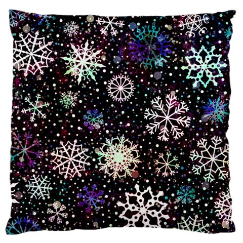 Shiny Winter Snowflake Abstract Christmas Cold Crystal December Large Premium Plush Fleece Cushion Case (Two Sides) from ArtsNow.com Front