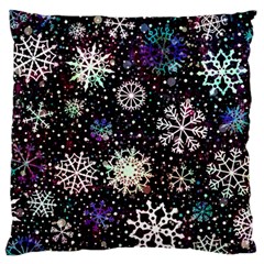 Shiny Winter Snowflake Abstract Christmas Cold Crystal December Large Premium Plush Fleece Cushion Case (Two Sides) from ArtsNow.com Front