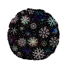 Shiny Winter Snowflake Abstract Christmas Cold Crystal December Standard 15  Premium Flano Round Cushions from ArtsNow.com Front