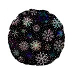 Shiny Winter Snowflake Abstract Christmas Cold Crystal December Standard 15  Premium Flano Round Cushions