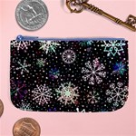 Shiny Winter Snowflake Abstract Christmas Cold Crystal December Large Coin Purse