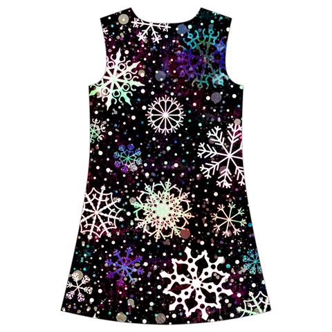 Shiny Winter Snowflake Abstract Christmas Cold Crystal December Kids  Short Sleeve Velvet Dress from ArtsNow.com Back