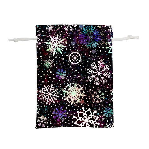 Shiny Winter Snowflake Abstract Christmas Cold Crystal December Lightweight Drawstring Pouch (S) from ArtsNow.com Back