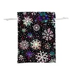 Shiny Winter Snowflake Abstract Christmas Cold Crystal December Lightweight Drawstring Pouch (L)