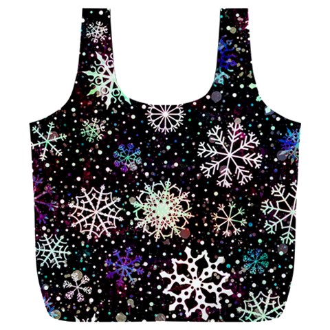 Shiny Winter Snowflake Abstract Christmas Cold Crystal December Full Print Recycle Bag (XXL) from ArtsNow.com Back