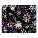 Shiny Winter Snowflake Abstract Christmas Cold Crystal December Premium Plush Fleece Blanket (Large)