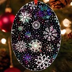 Shiny Winter Snowflake Abstract Christmas Cold Crystal December UV Print Acrylic Ornament Oval