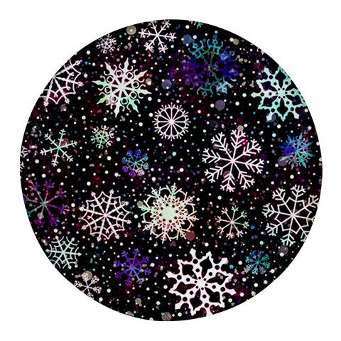 Shiny Winter Snowflake Abstract Christmas Cold Crystal December Round Glass Fridge Magnet (4 pack) from ArtsNow.com Front