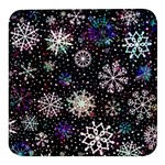 Shiny Winter Snowflake Abstract Christmas Cold Crystal December Square Glass Fridge Magnet (4 pack)