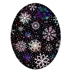 Shiny Winter Snowflake Abstract Christmas Cold Crystal December Oval Glass Fridge Magnet (4 pack)