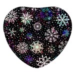 Shiny Winter Snowflake Abstract Christmas Cold Crystal December Heart Glass Fridge Magnet (4 pack)