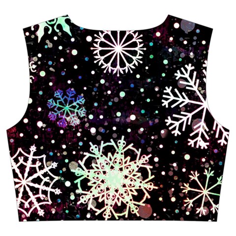 Shiny Winter Snowflake Abstract Christmas Cold Crystal December Trumpet Sleeve Cropped Top from ArtsNow.com Back