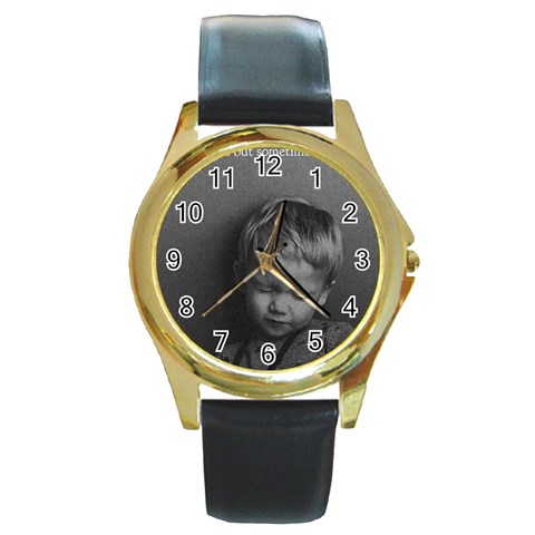 Feel of music Round Gold Metal Watch from ArtsNow.com Front