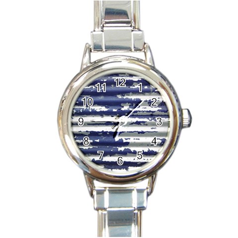 Metallic Rhythm Print Round Italian Charm Watch from ArtsNow.com Front