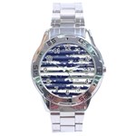 Metallic Rhythm Print Stainless Steel Analogue Watch