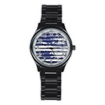 Metallic Rhythm Print Stainless Steel Round Watch