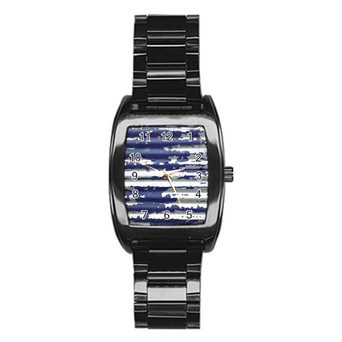 Metallic Rhythm Print Stainless Steel Barrel Watch from ArtsNow.com Front